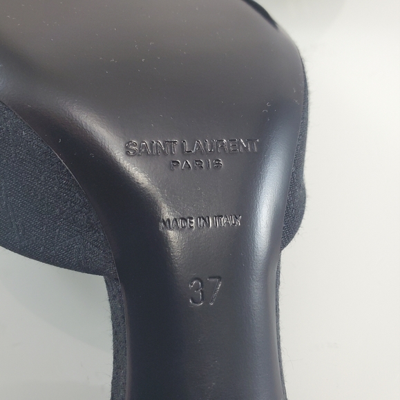 NWT$1050 Saint Laurent YSL Logo Maillon Gippy Chain Heel Slide Sandal Mule Sz 37 - Picture 16 of 17